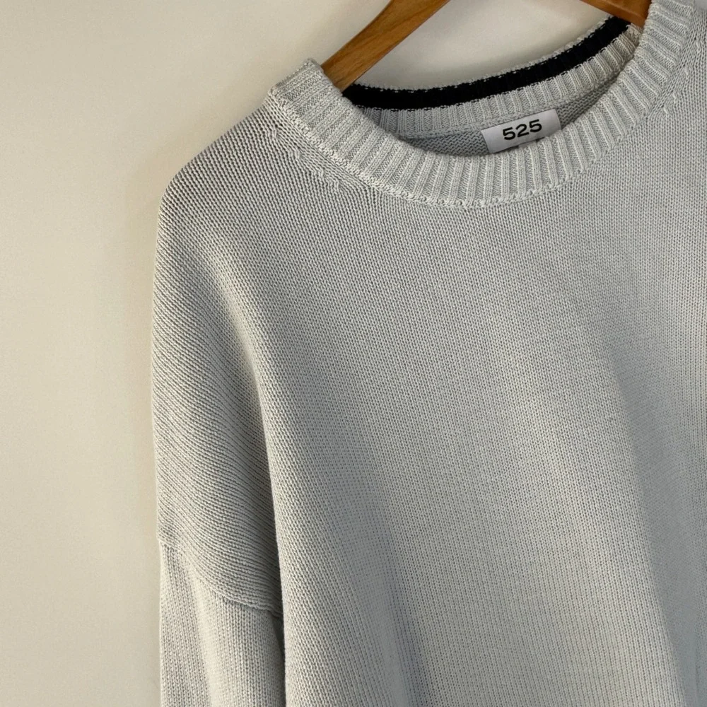 525 America Crewneck Sweater Womens L Light Blue Oversized Cotton Knit 12892
